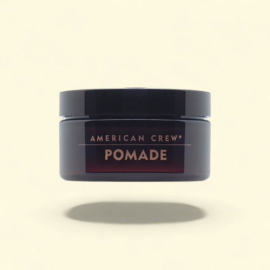 American Crew Hair Pomade for men, 3 oz, medium hold with high shine for textured hair.