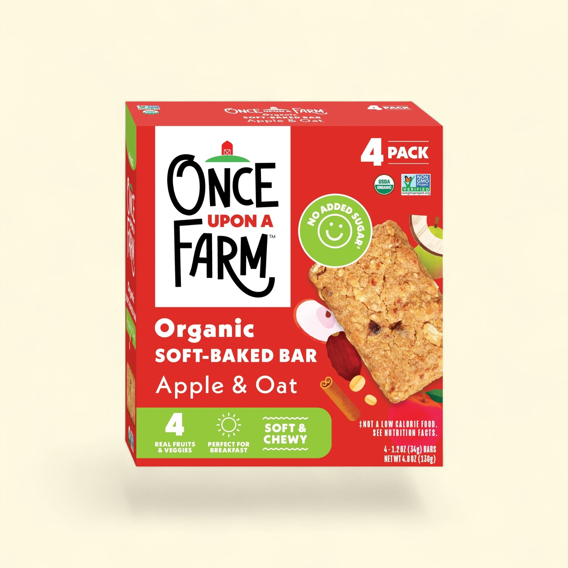 Treatspree Once Upon a Farm Organic Apple & Oat Soft-Baked Bars, 4 pack. No added sugar, real fruits & veggies.
