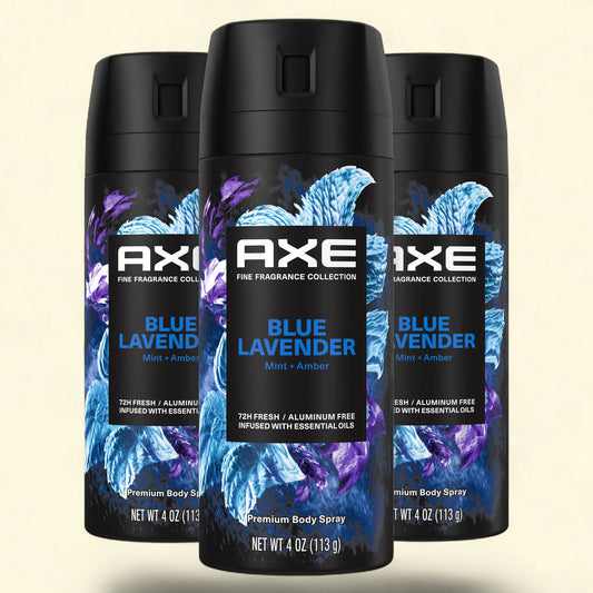 AXE Premium Deodorant Body Spray, Blue Lavender, 4 oz., 3 pk. — authentic US product shipped worldwide by Treatspree