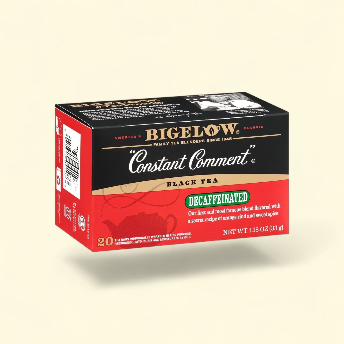 Treatspree Bigelow Constant Comment Decaffeinated Black Tea Bags, 20 ct box with orange rind and sweet spice flavor.