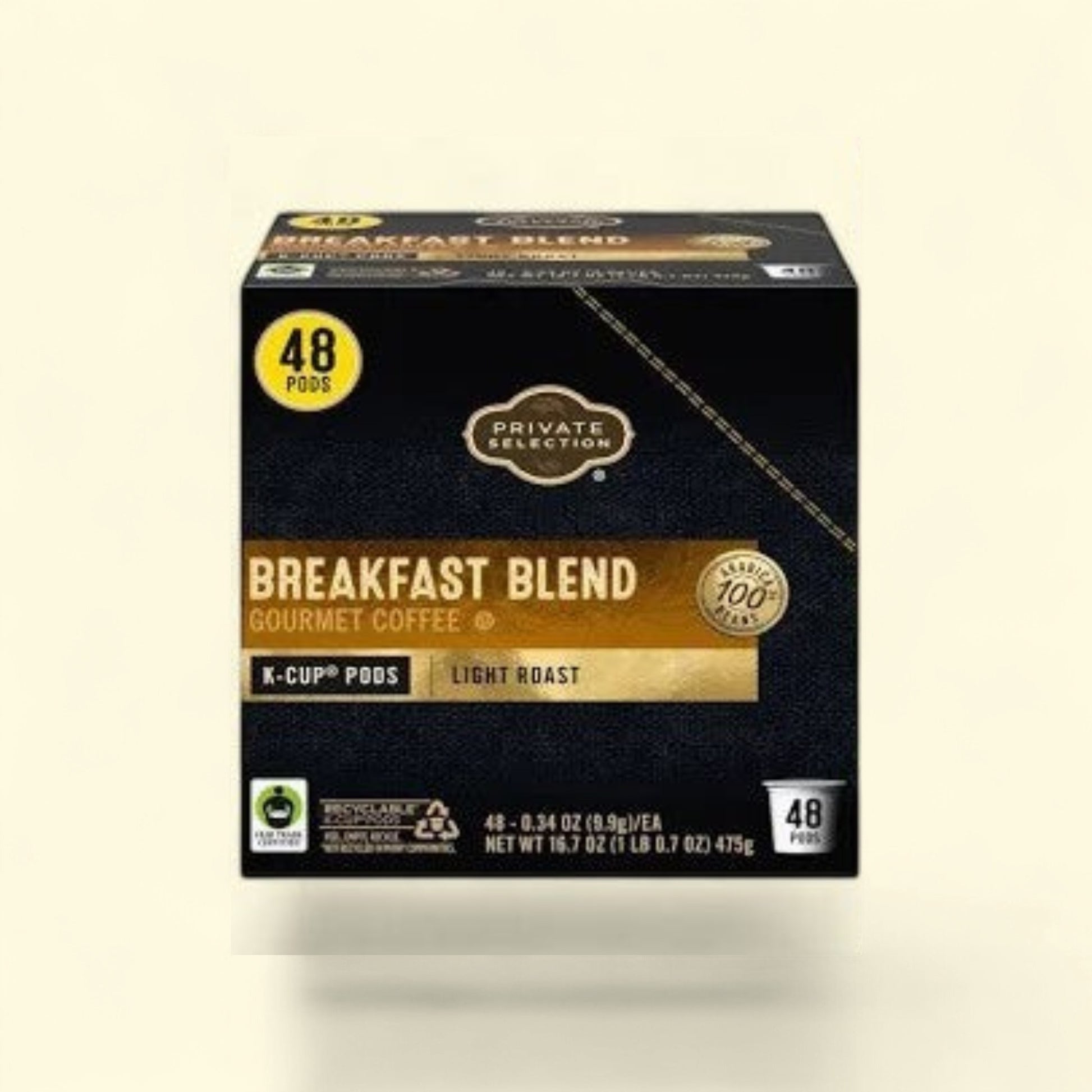 Treatspree Private Selection Breakfast Blend light roast coffee pods, 48 count, made with 100% arabica beans.