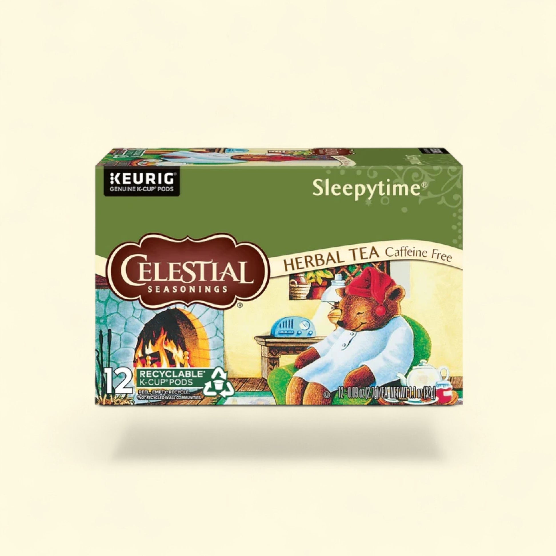 Treatspree Celestial Seasonings Sleepytime herbal tea K-Cups, 12 count, caffeine-free, chamomile, spearmint, lemongrass.