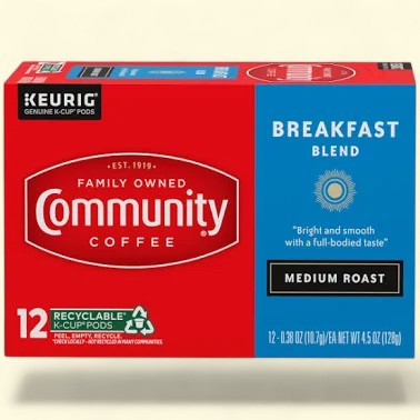 Treatspree Community Coffee Breakfast Blend K-Cup Pods, medium roast, 12 count, recyclable pods