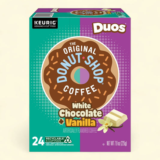 Treatspree The Original Donut Shop Duos White Chocolate + Vanilla medium roast K-Cup coffee pods, 24 count.