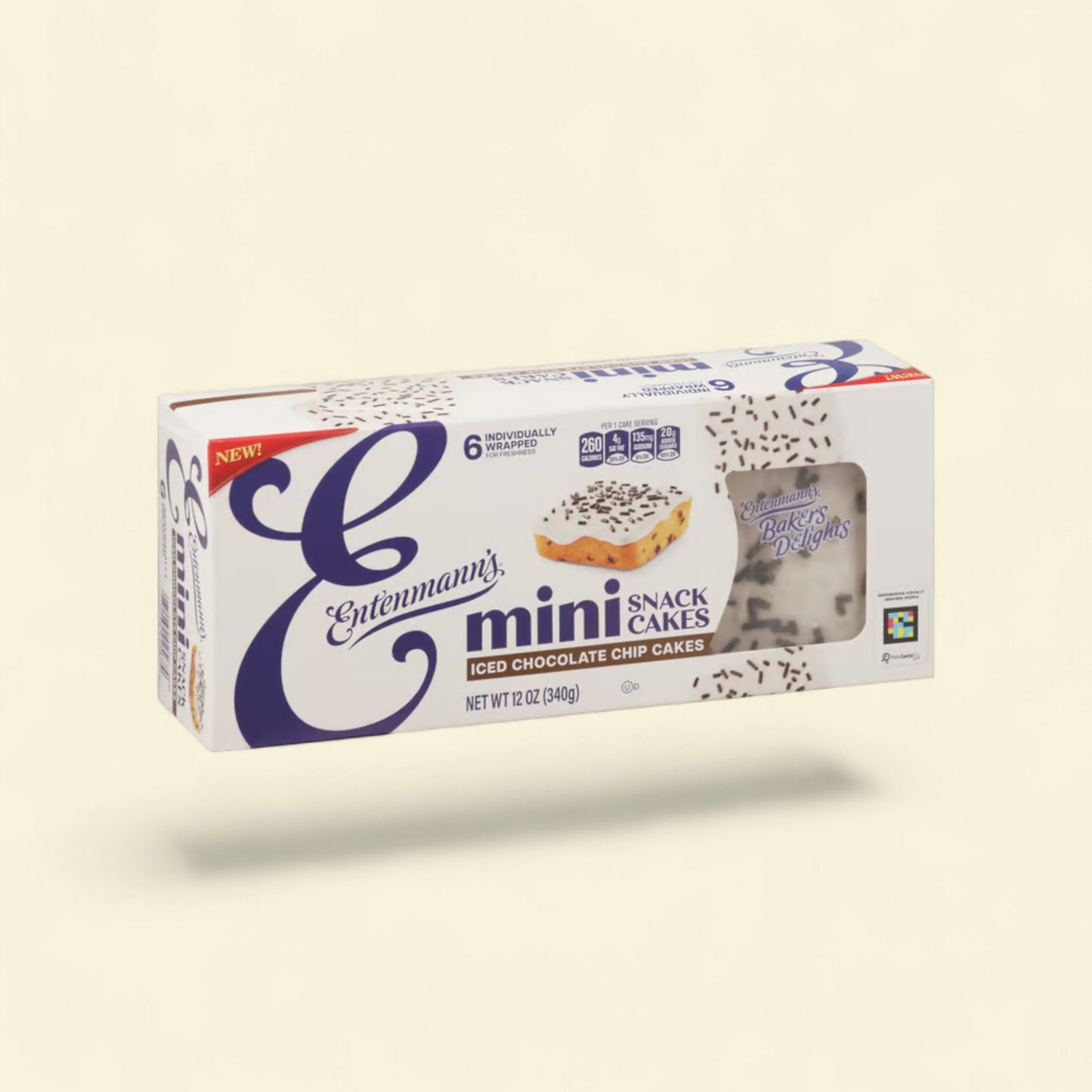 Treatspree Entenmann's Chocolate Chip Mini Snack Cakes, 12 pack, individually wrapped, iced with chocolate sprinkles.