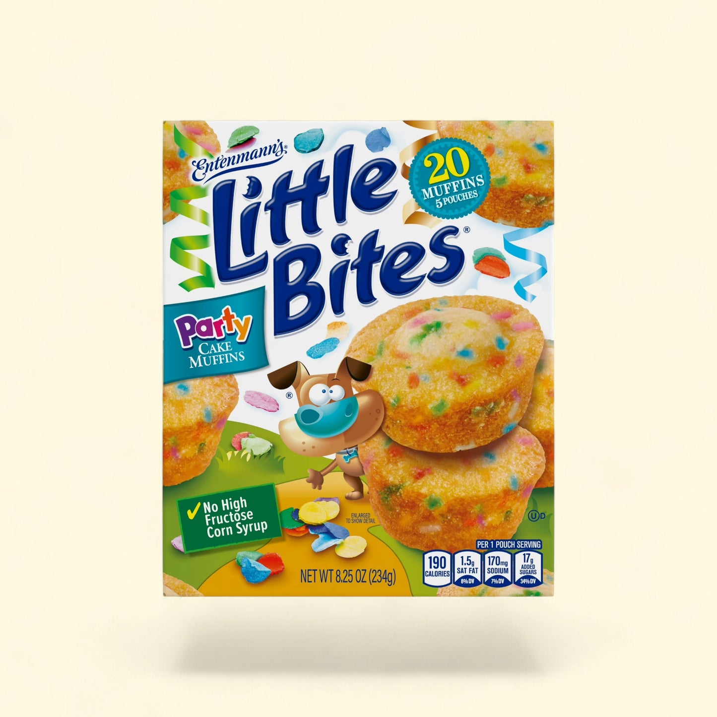 Treatspree Entenmann's Little Bites Party Cake Muffins, 20 mini muffins with colorful sprinkles, no high fructose corn syrup.