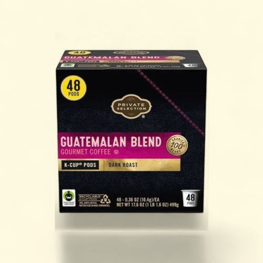 Treatspree Private Selection Guatemalan Blend dark roast coffee pods, 48 count, 100% arabica beans, recyclable K-cups.