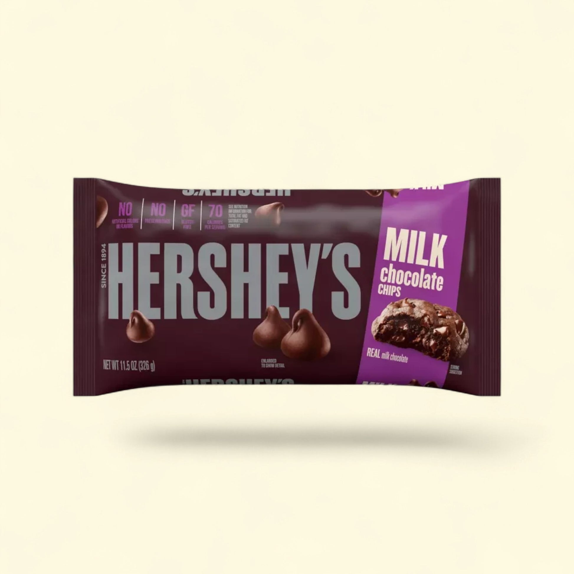 Treatspree Hershey's Milk Chocolate Baking Chips, 11.5 oz bag. Gluten-free, no artificial colors or preservatives.