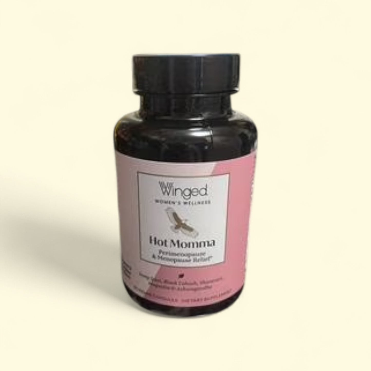 Treatspree Winged Hot Momma Menopause Support Capsules, vegan, estrogen-free, 60ct bottle.