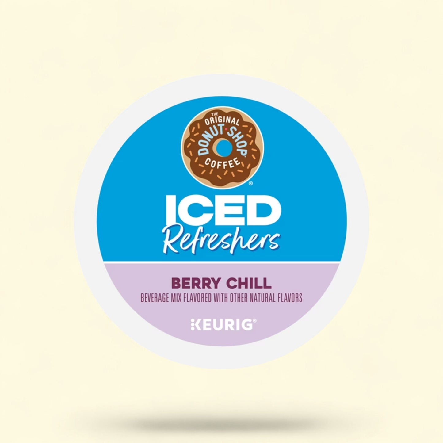Treatspree The Original Donut Shop Berry Chill Iced Refreshers K-Cup Pods, 10 count. Beverage mix with natural raspberry and blueberry flavors.