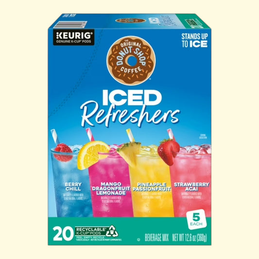 Treatspree The Original Donut Shop Pineapple Passionfruit Keurig K-Cup Iced Refreshers, 20ct box with 4 different flavors.
