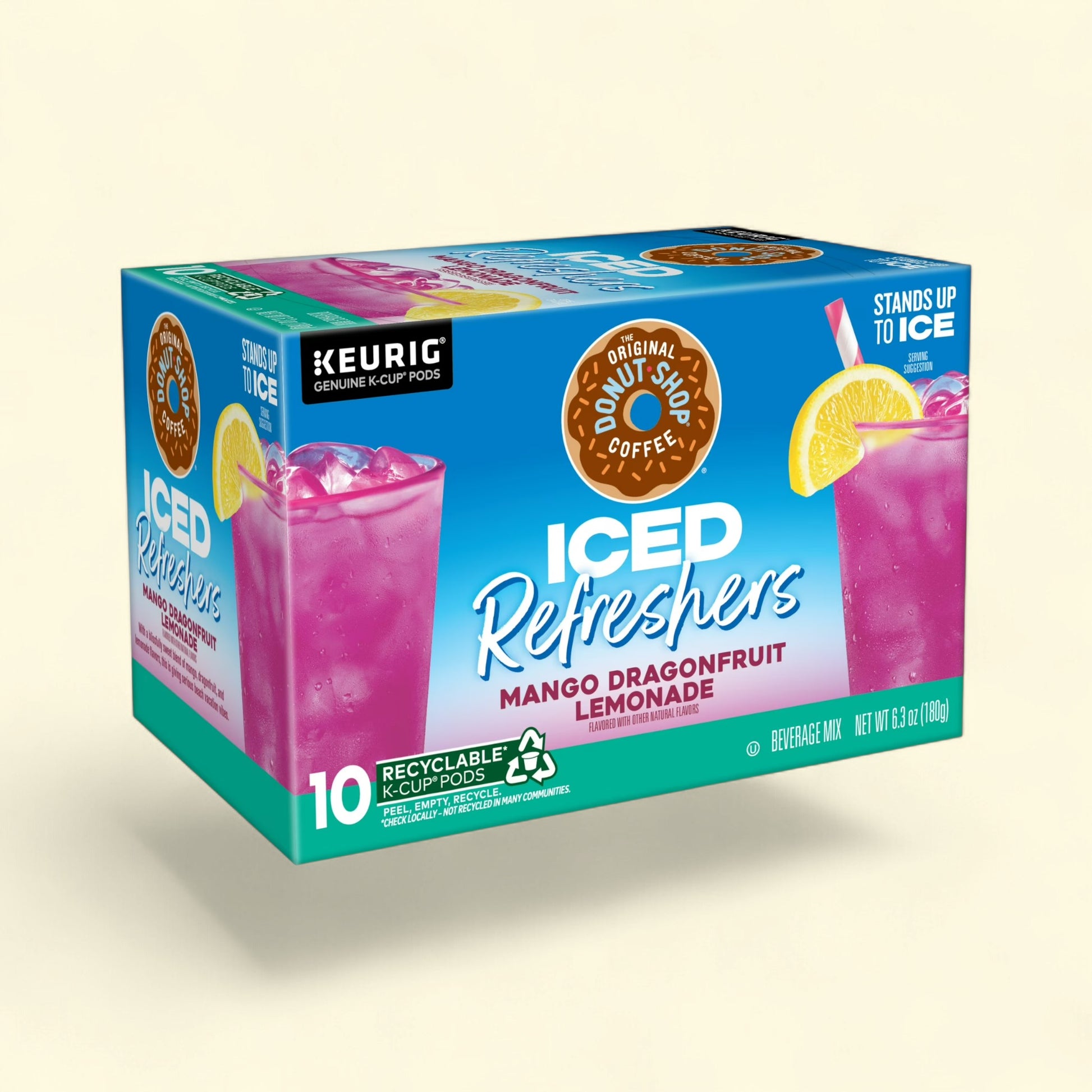 Treatspree The Original Donut Shop Iced Refreshers Mango Dragonfruit Lemonade K-Cup Pods, 10 count.