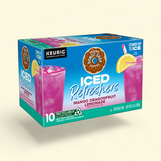 Treatspree The Original Donut Shop Iced Refreshers Mango Dragonfruit Lemonade K-Cup Pods, 10 count.