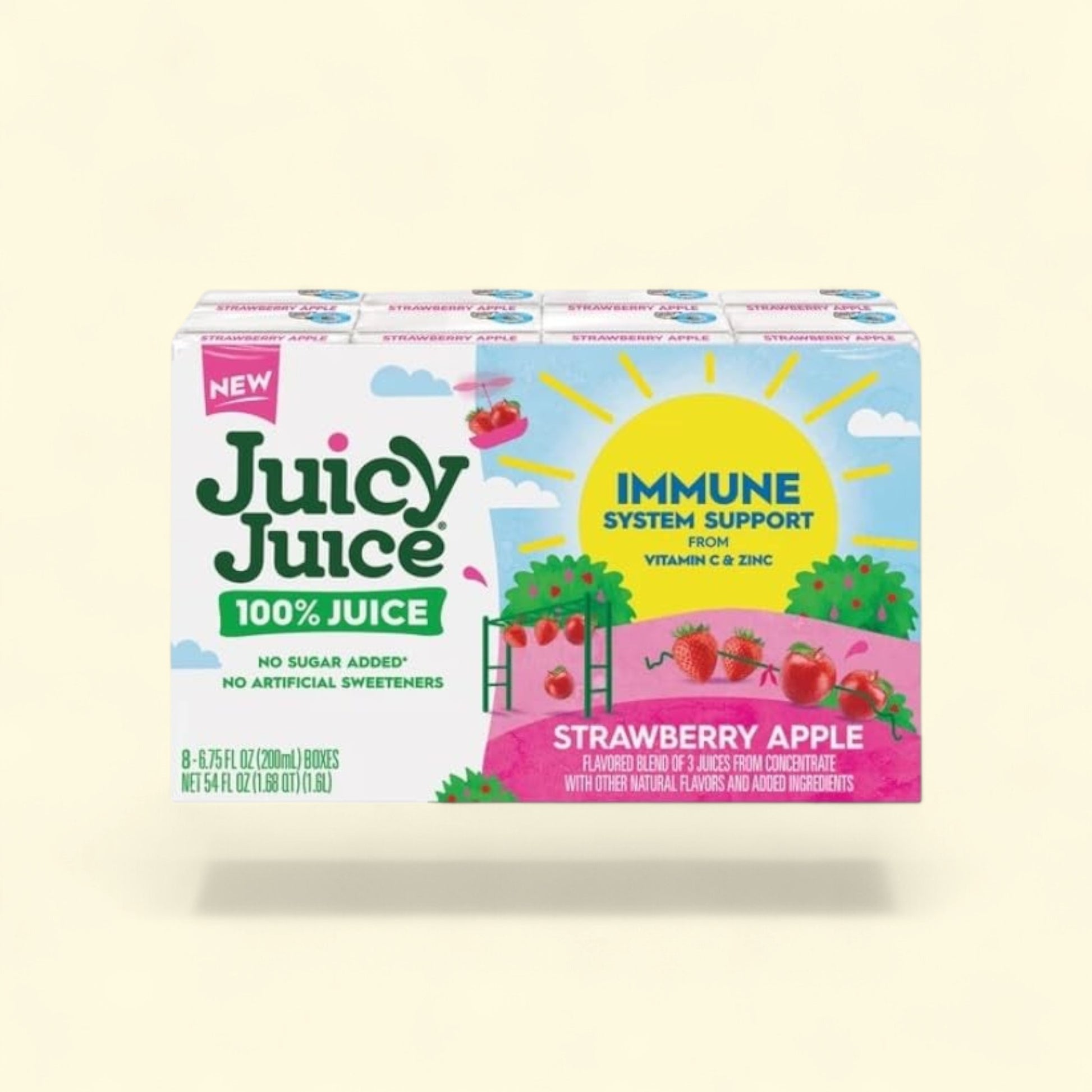 Treatspree Juicy Juice Immune System Support Strawberry Apple 100% Juice, 8 pack. No sugar added.