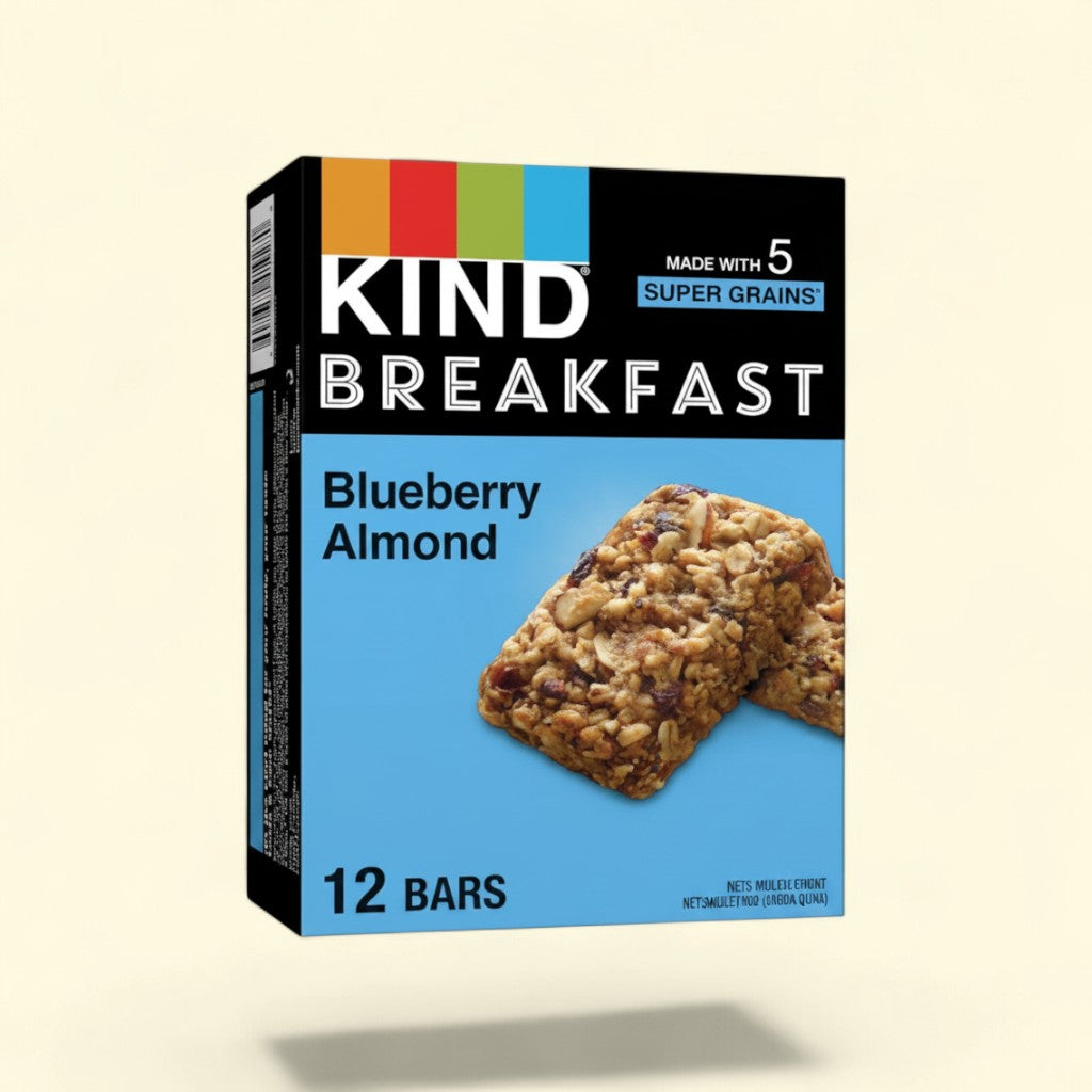 Treatspree Kind Breakfast Blueberry Almond bars made with 5 super grains, whole grains, real blueberries, and almonds.