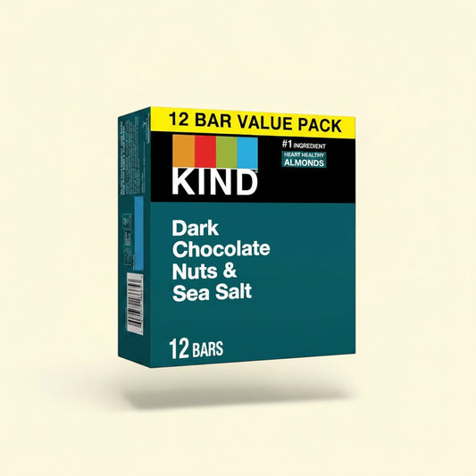 Treatspree KIND Dark Chocolate Nuts & Sea Salt bars, 12-count value pack. Gluten-free snack with almonds, dark chocolate, and sea salt.