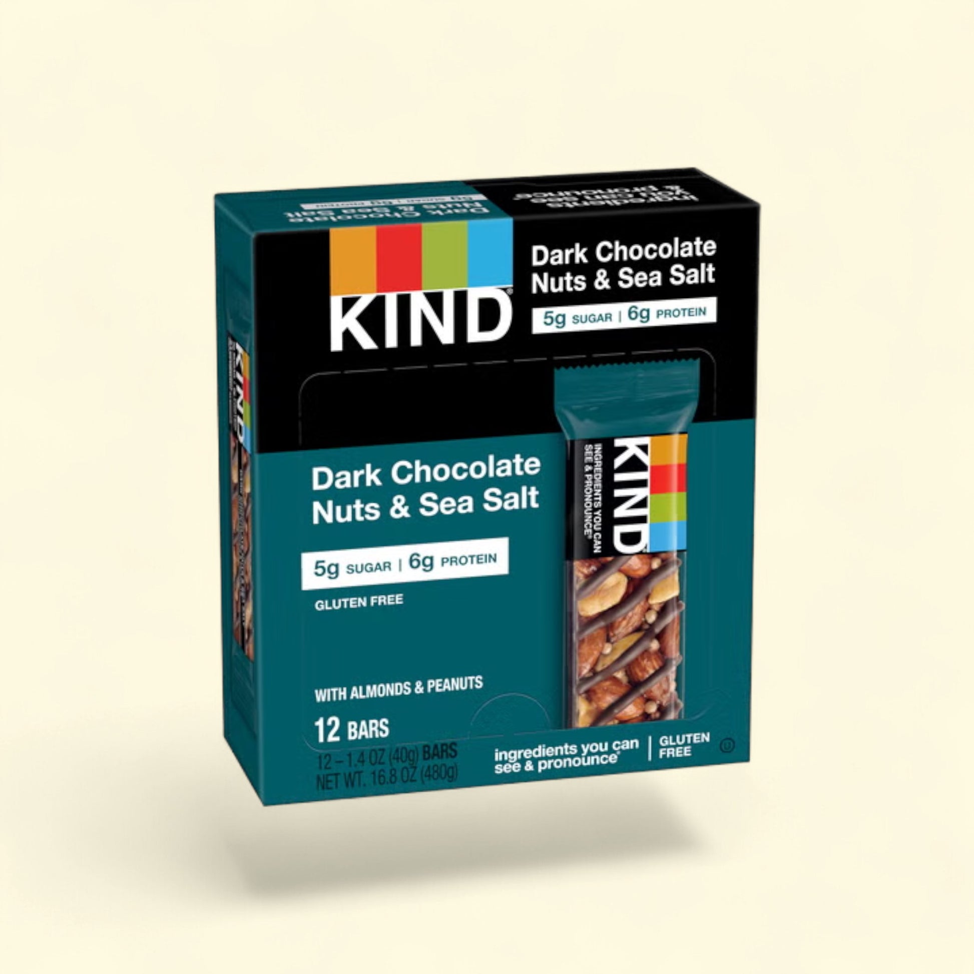 Treatspree KIND Dark Chocolate Nuts & Sea Salt bars, gluten-free, with almonds and peanuts, 12 count box.