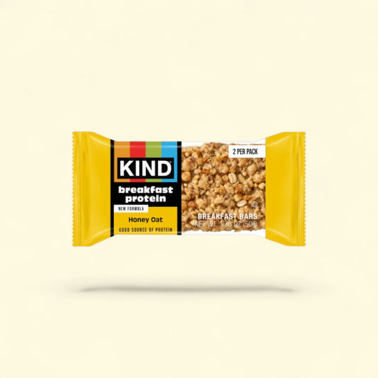 Treatspree KIND Honey Oat Breakfast Protein Bars, made with 5 super grains, 2 per pack.