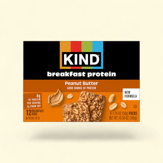 Treatspree KIND Peanut Butter Breakfast Bars, 12 bars with 8g protein per serving, made with 5 super grains.