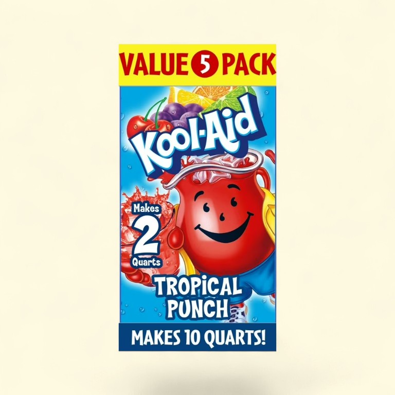 Treatspree Kool-Aid Tropical Punch Drink Mix, zero sugar, 5 packets. Makes 10 quarts.