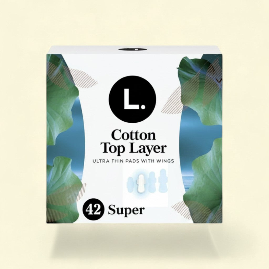 Treatspree L. Ultra Thin Pads, 42 count, super absorbency, organic cotton top layer, unscented with wings.