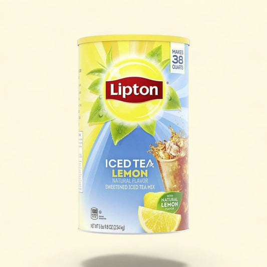 Treatspree Lipton Sweetened Iced Tea with Lemon Mix canister, makes 38 quarts. Refreshing beverage with natural lemon flavor.