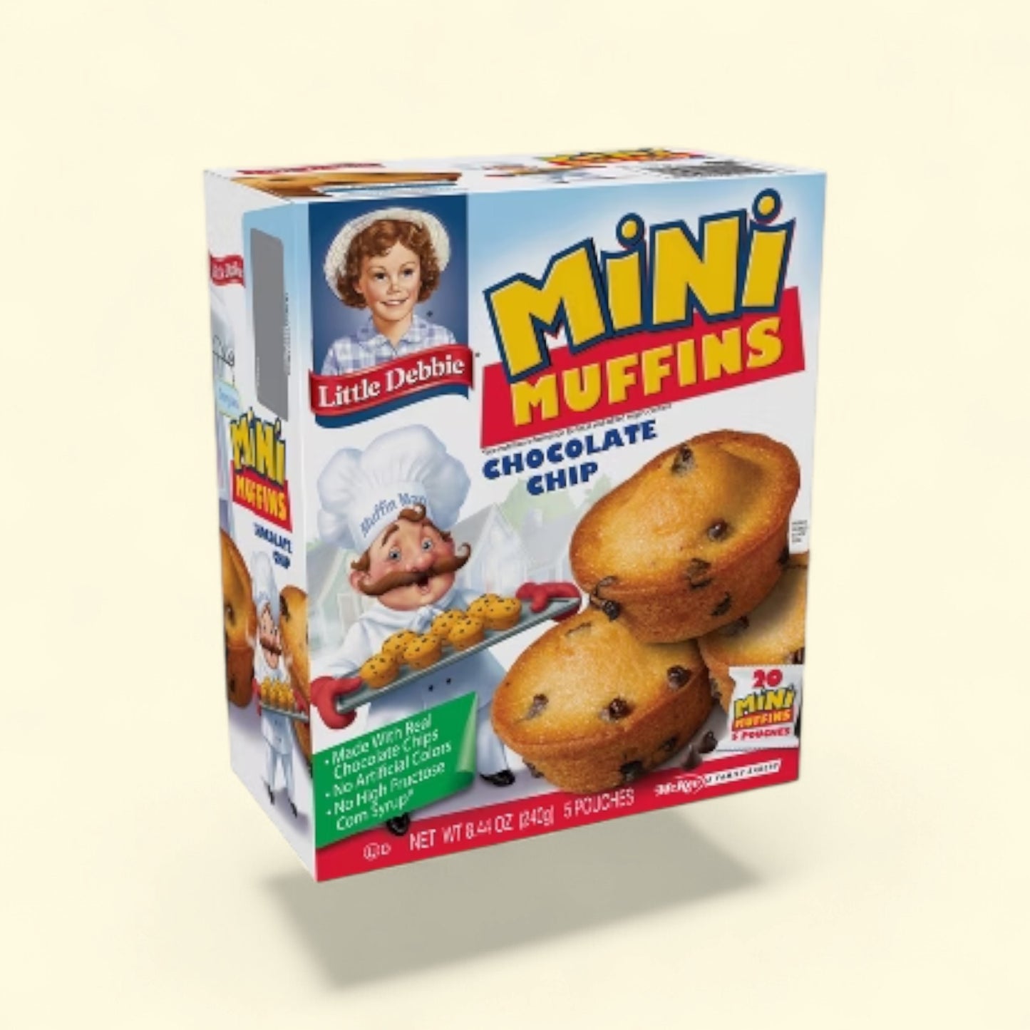 Treatspree Little Debbie Chocolate Chip Mini Muffins, 20 mini muffins in 5 pouches, made with real chocolate chips.