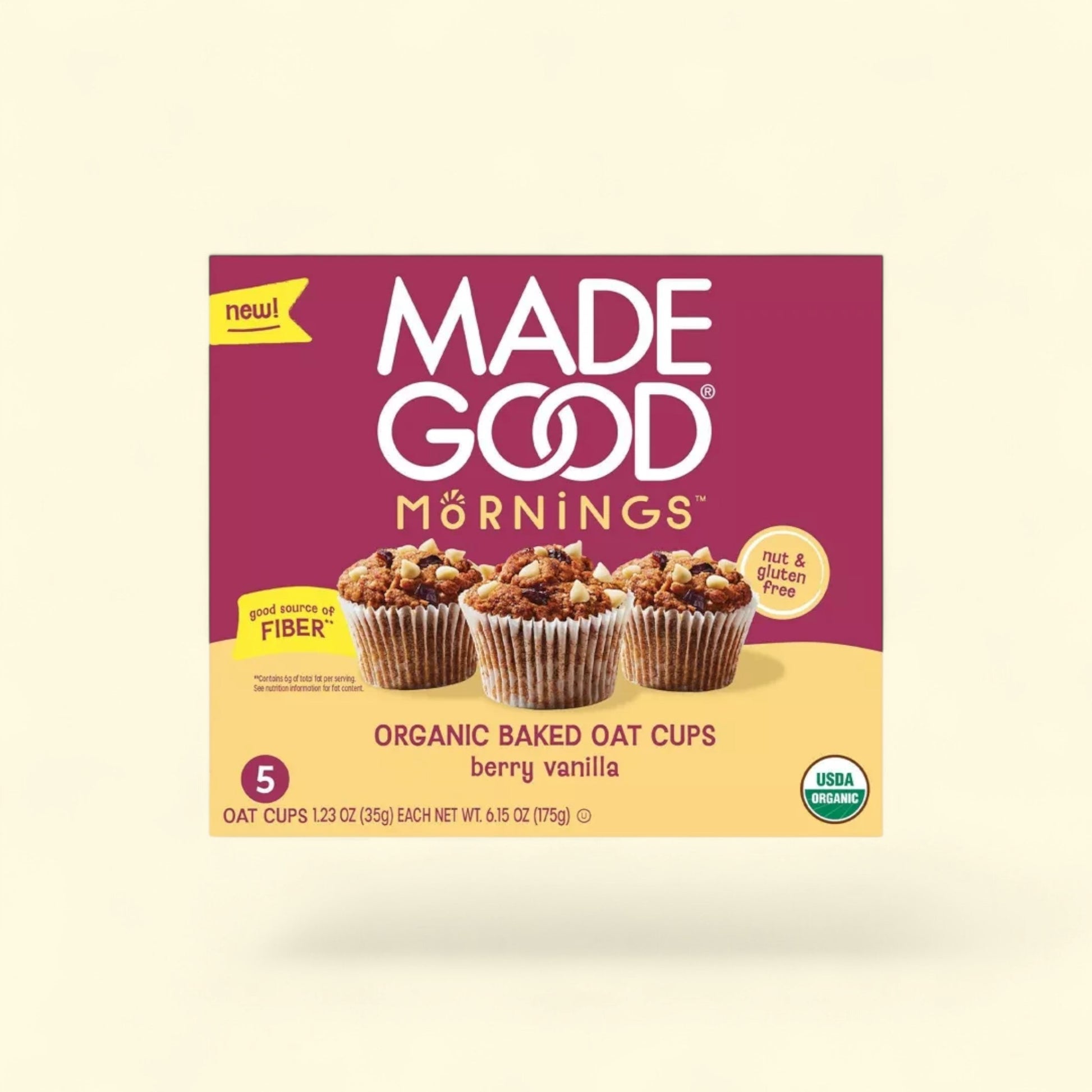 Treatspree MadeGood Berry Vanilla Oat Cups, organic baked oat cups with berries and vanilla chips, nut & gluten free.