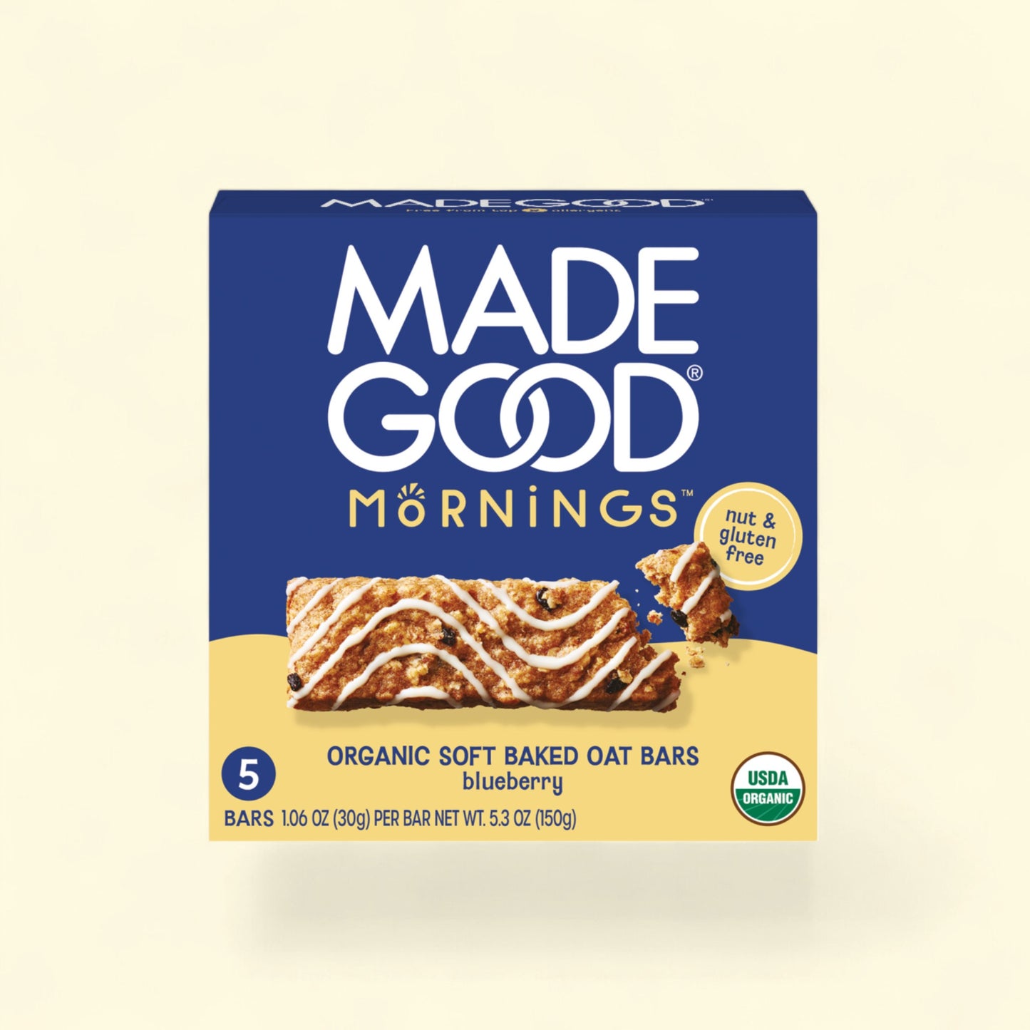 Treatspree MadeGood Blueberry Organic Soft Baked Oat Bars, nut & gluten free, 5 count.