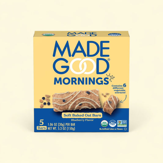 Treatspree MadeGood Blueberry Soft Baked Oat Bars, 5 bars, gluten-free, contains vegetable extracts.