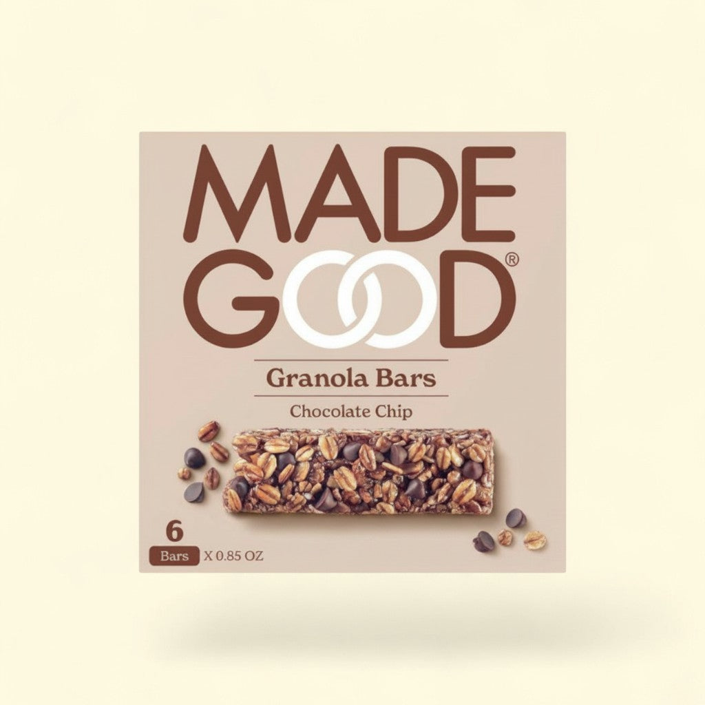 Treatspree MadeGood Chocolate Chip Granola Bars, gluten-free oats and dark chocolate chips, 6 bars per pack.