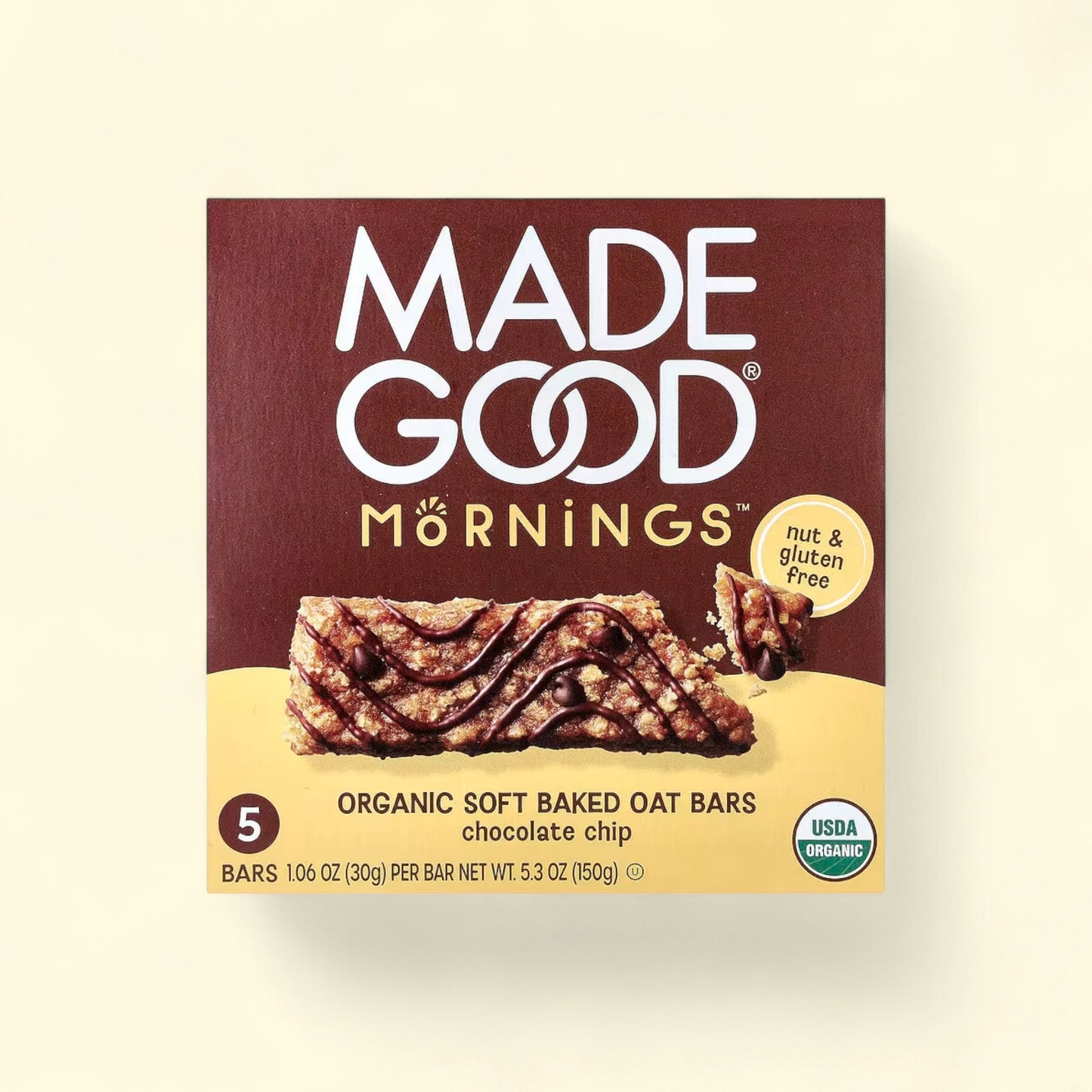Treatspree MadeGood Morning Chocolate Chip soft baked oat bars, nut & gluten free, USDA Organic.