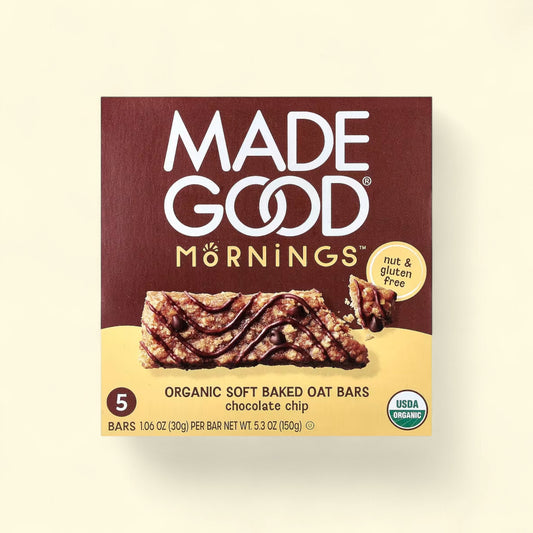 Treatspree MadeGood Morning Chocolate Chip soft baked oat bars, nut & gluten free, USDA Organic.