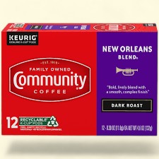 Treatspree Community Coffee New Orleans Blend Dark Roast K-Cup Coffee Pods, 12 count. Recyclable pods.