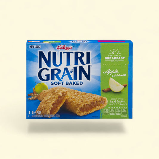 Treatspree Nutri-Grain Apple Cinnamon Soft Baked Breakfast Bars featuring a chewy crust and sweet apple cinnamon filling. Made with whole grains.