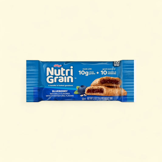 Treatspree Nutri-Grain Blueberry Soft Baked Breakfast Bars with 10g whole grains and 10 vitamins & minerals.