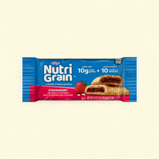 Treatspree Nutri-Grain Strawberry Soft Baked Breakfast Bars with 10g whole grains and 10 vitamins & minerals.