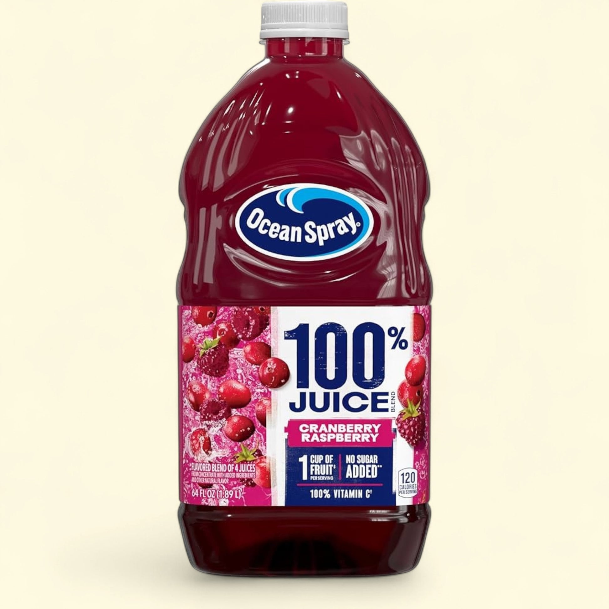 Treatspree Ocean Spray Cran-Raspberry Juice bottle, 64 fl oz, 100% juice blend with no sugar added and 100% Vitamin C.