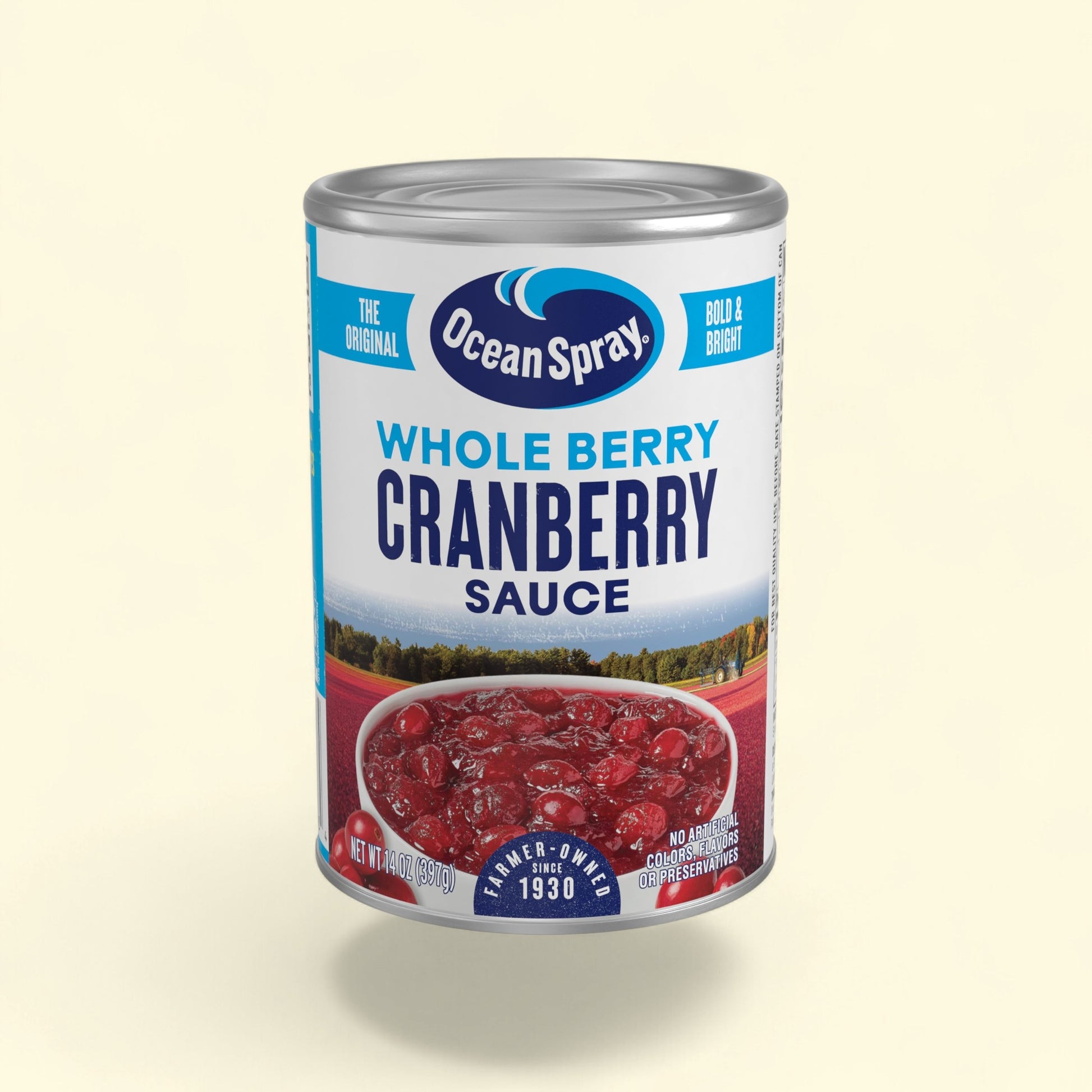 Treatspree Ocean Spray Whole Berry Cranberry Sauce can, 14 oz. Features whole cranberries in a rich sauce.