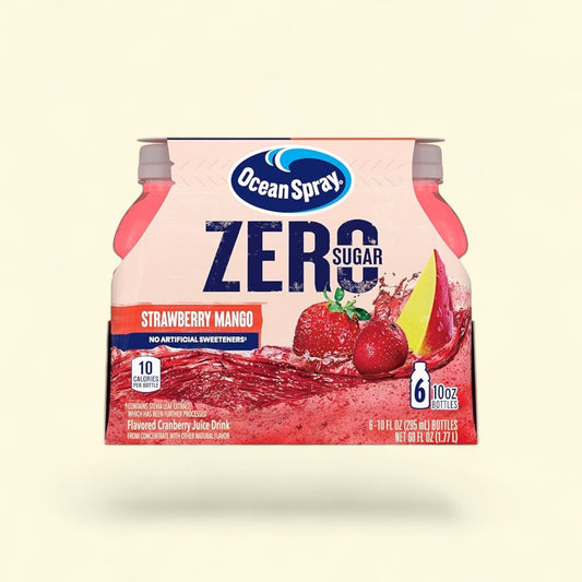 Treatspree Ocean Spray Zero Sugar Strawberry Mango juice drink, 6-pack of 10 fl oz bottles, made with real fruit juice and stevia.