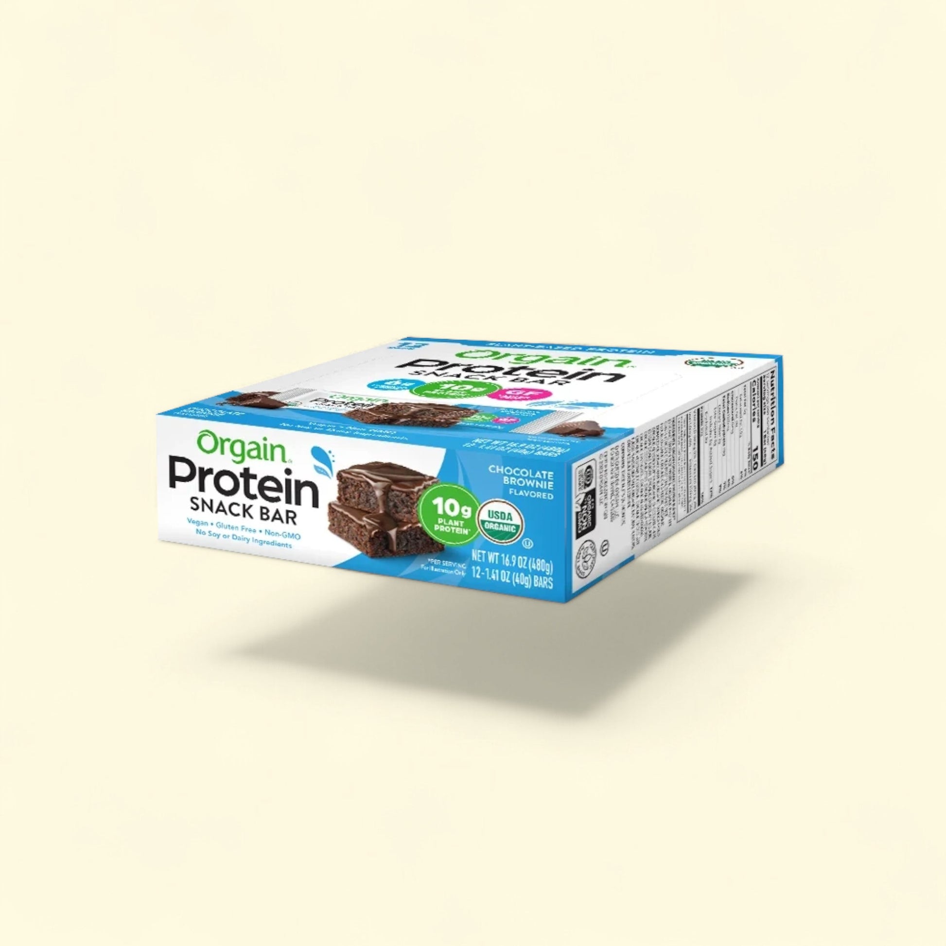 Treatspree Orgain Organic Protein Snack Bar, Chocolate Brownie flavor, 12pk. Features 10g plant protein and USDA Organic.