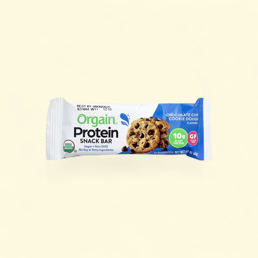 Treatspree Orgain Organic Vegan Protein Bar, Chocolate Chip Cookie Dough flavor, 10g plant protein, gluten-free.