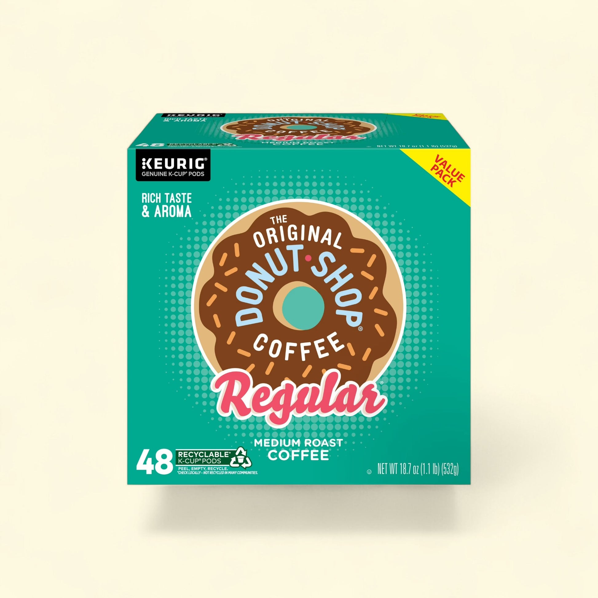 Treatspree The Original Donut Shop Regular Medium Roast Coffee K-Cup Pods, 48 count, value pack.