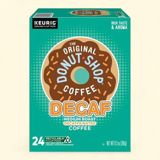 Treatspree The Original Donut Shop Decaf K-Cup Coffee Pods, 24 count, medium roast decaffeinated coffee with rich taste and aroma.