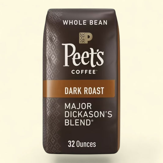 Treatspree Peet's Coffee Major Dickason's Blend dark roast whole bean coffee, 32 oz bag.