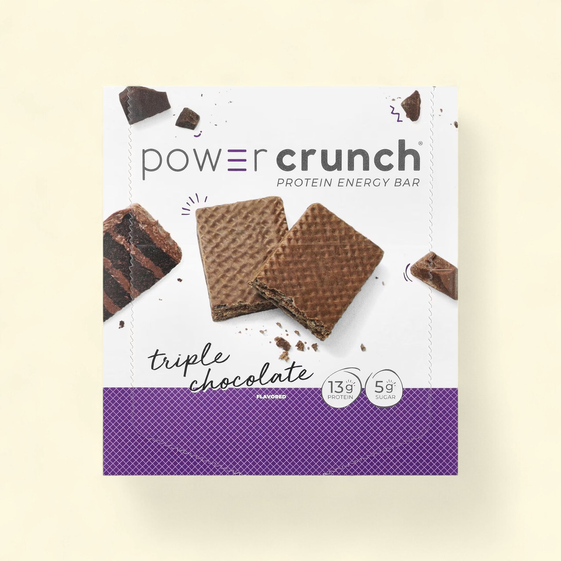 Treatspree Power Crunch Triple Chocolate Protein Energy Bar with 13g protein and 5g sugar.