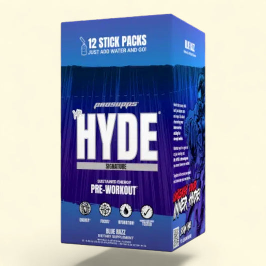 Treatspree Pro Supps Mr. Hyde Signature Blue Razz pre-workout drink mix packets, 12 ct. Sustained energy and focus.