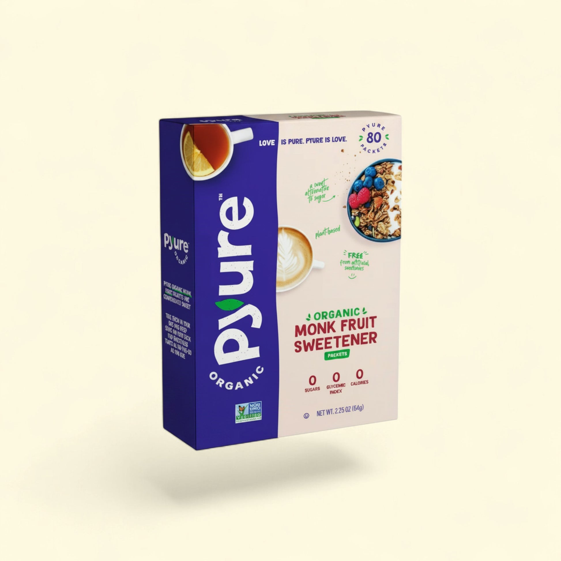 Treatspree Pyure Organic Monk Fruit Blend Sweetener packets, a zero sugar, zero calorie alternative to sugar.