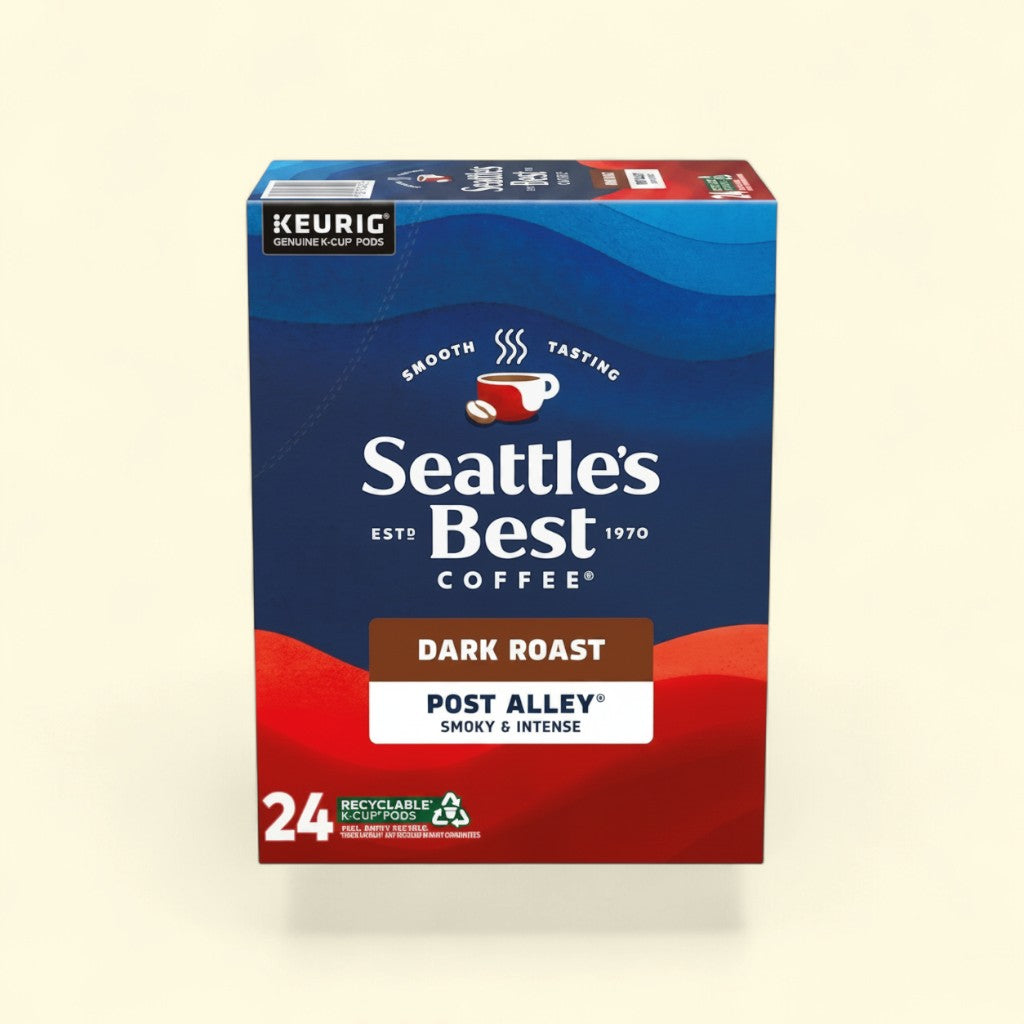 Treatspree Seattle's Best Coffee Post Alley Dark Roast K-Cup Coffee Pods, 24 count, smoky and intense flavor.