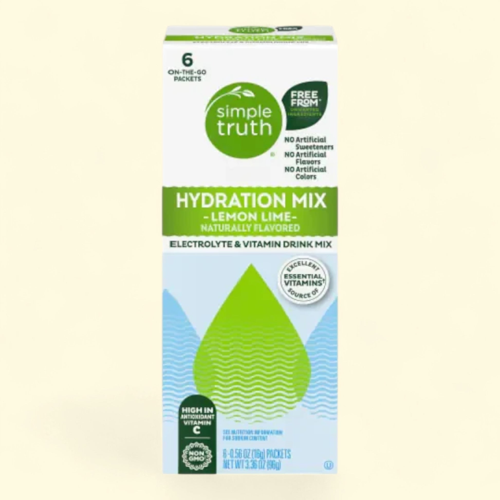 Treatspree Simple Truth Hydration Mix Lemon Lime electrolyte & vitamin drink mix packets, 6 count. Free from artificial ingredients.